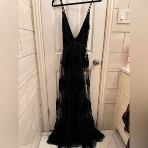 Black low cut maxi dress